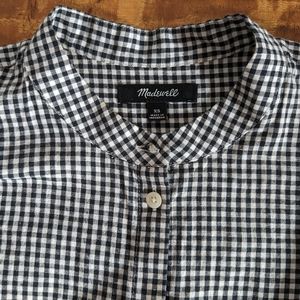 Madewell - Black & White Gingham Bell Sleeve Button Down Blouse Top